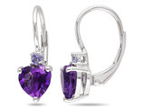 2.60 Carat (ctw) Amethyst and Tanzanite Leverback Earrings in Sterling Silver
